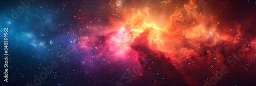 Big Bang colorful space galaxy fog cloud nebula. Universe science astronomy and stary night cosmos mockup background. Supernova concept wallpaper
