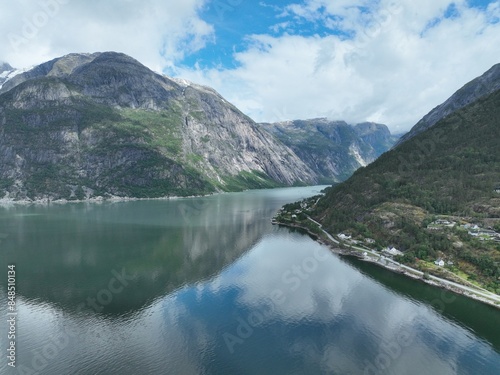 The majestic fjords Øvre Eidfjord in Norway photo