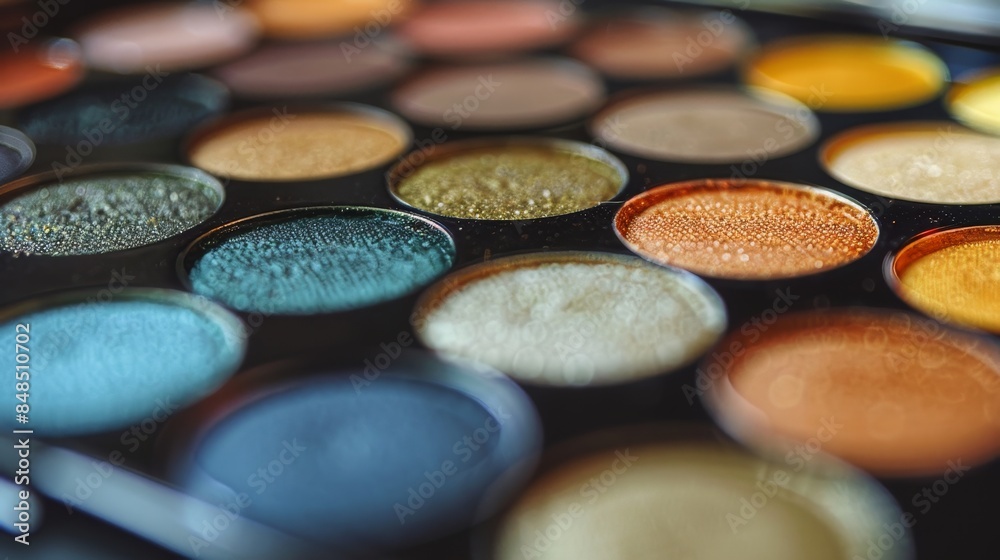 Close-Up of Eyeshadow Palette With Shimmering Colors Close-Up of Eyeshadow Palette With Shimmering Colors