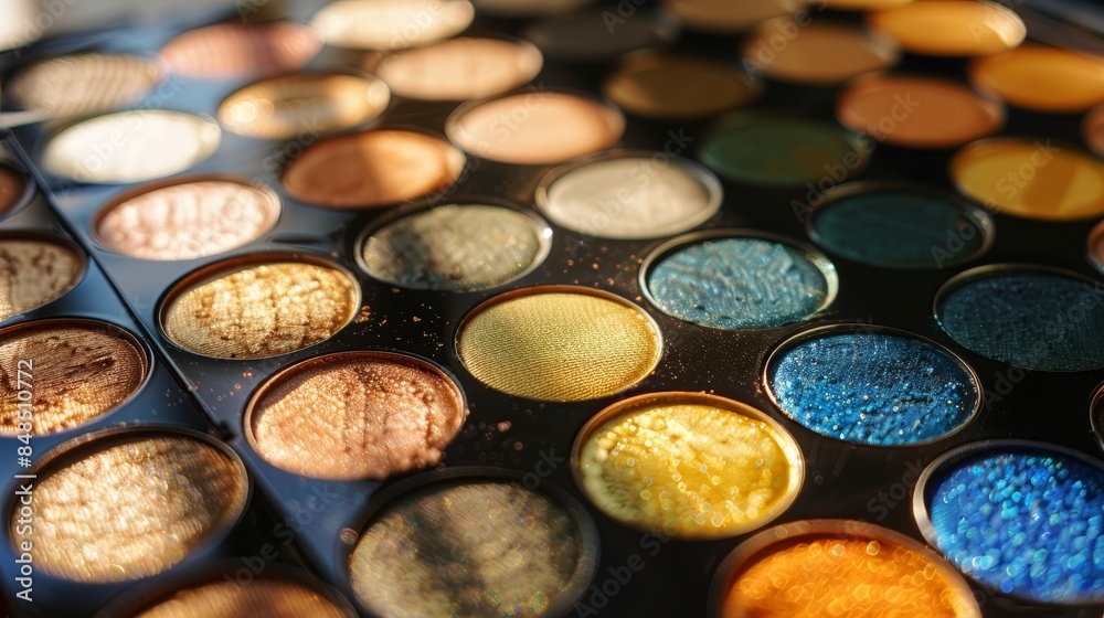Colorful Eyeshadow Palette Close-Up Colorful Eyeshadow Palette Close-Up