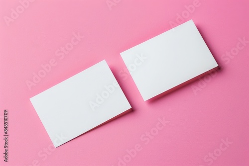 two white blank business cards on pink background, mockup template stock photo contest winner, mock up design stock photography, mockup, template, high resolution, high definition
