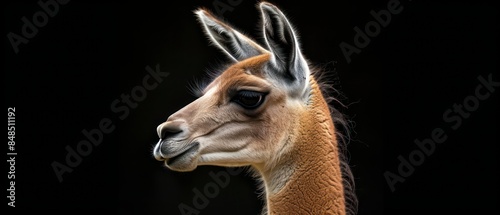 Guanaco, wild South American mammal related to llamas, known for its brown fur and elegant stature