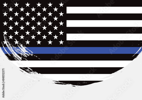 thin blue line american flag, grunge vector graphic design