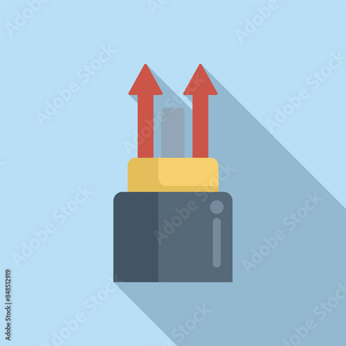 Fiber optic cable transferring data with two red up arrows symbolizing upload