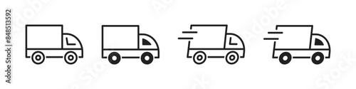 Shipping delivery truck icon. Fast moving delivery truck. Vector