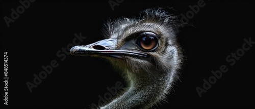 An ostrich, known for its prominent beak and long neck, a fascinating bird in nature photo