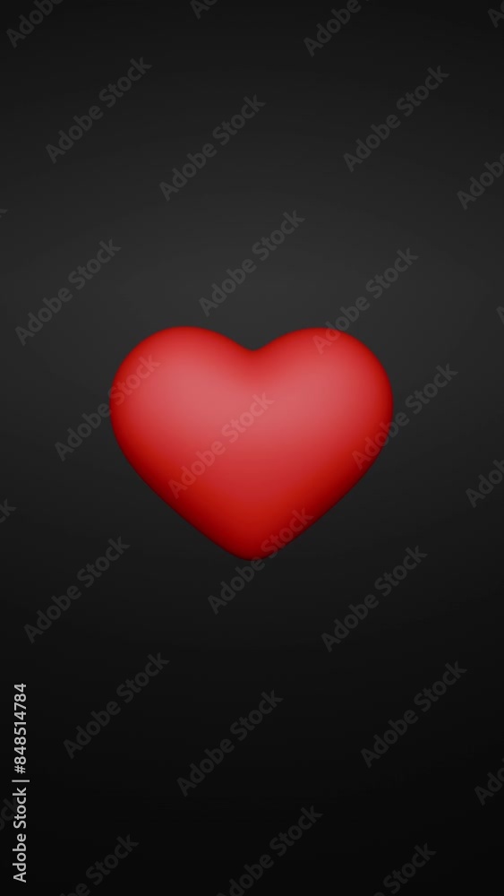 3d red heart rotating 360 degrees on a dark gray background.. Seamless loop. Space for text. Copy space. Isolated. Wallpaper. Mockup. Ideal for composition. 3d red heart rotating 360 degrees on a dark gray background.. Seamless loop. Space for text. Copy space. Isolated. Wallpaper. Mockup. Ideal for composition.
