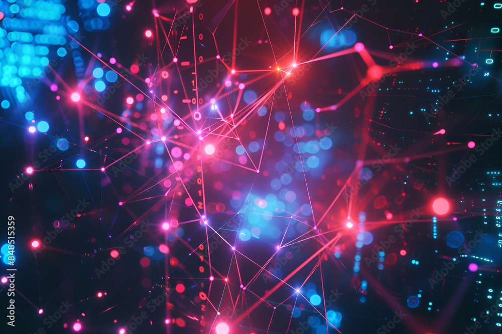Multi coloured network communications background, glowing digital connected light dots. Abstract background Multi coloured network communications background, glowing digital connected light dots. Abstract background