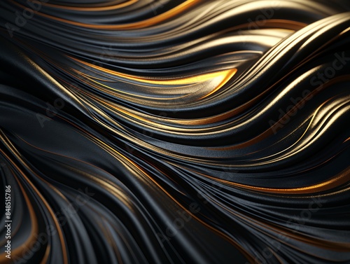 Abstract black and gold swirl on a black background