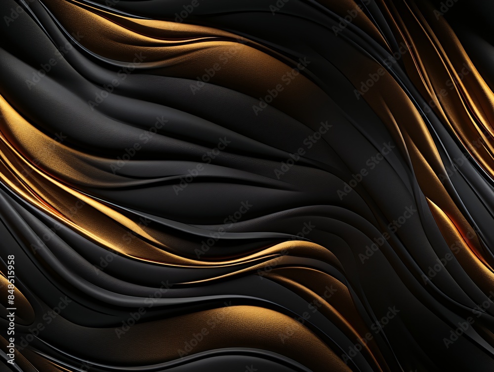 Abstract black and gold swirl on a black background Abstract black and gold swirl on a black background