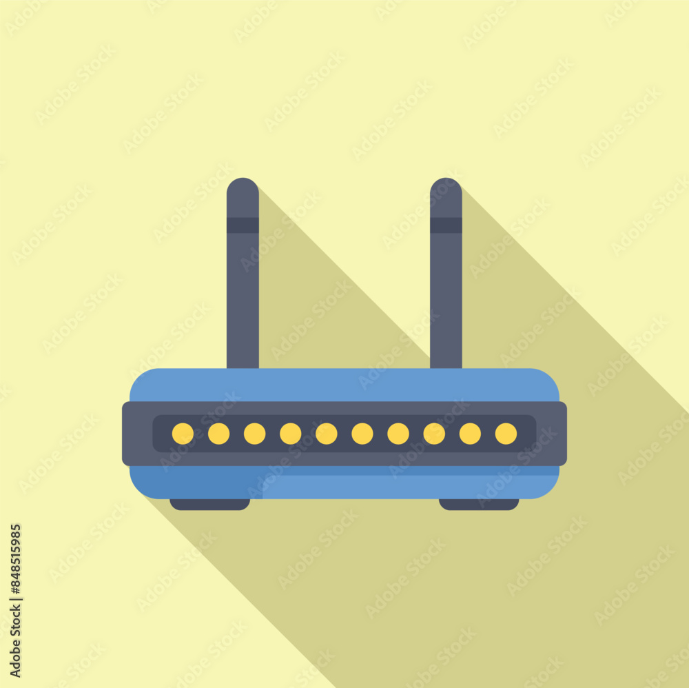 Blue wifi router with two antennas providing strong wireless signal for internet connection Blue wifi router with two antennas providing strong wireless signal for internet connection