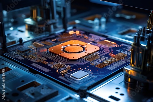 close up of computer circuit board