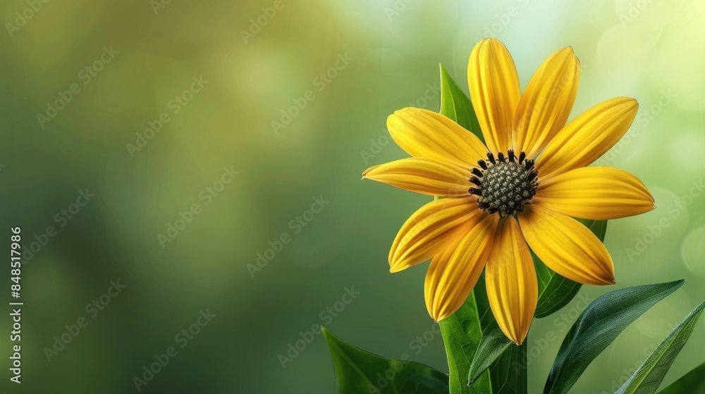 Obraz premium Flower of yellow color on a background that is green