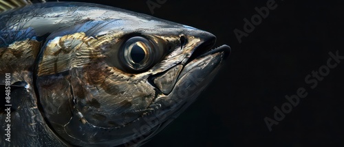 Tuna head, reflecting its place as a predatory fish in the sea photo