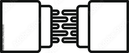 Fiber optic cable connecting showing data transferring between two points
