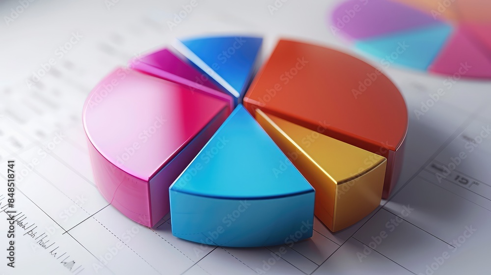 Obraz premium Futuristic Pie Chart Illustrating Income, Expenses, and Savings - A Visual Representation of Interconnected Financial Planning