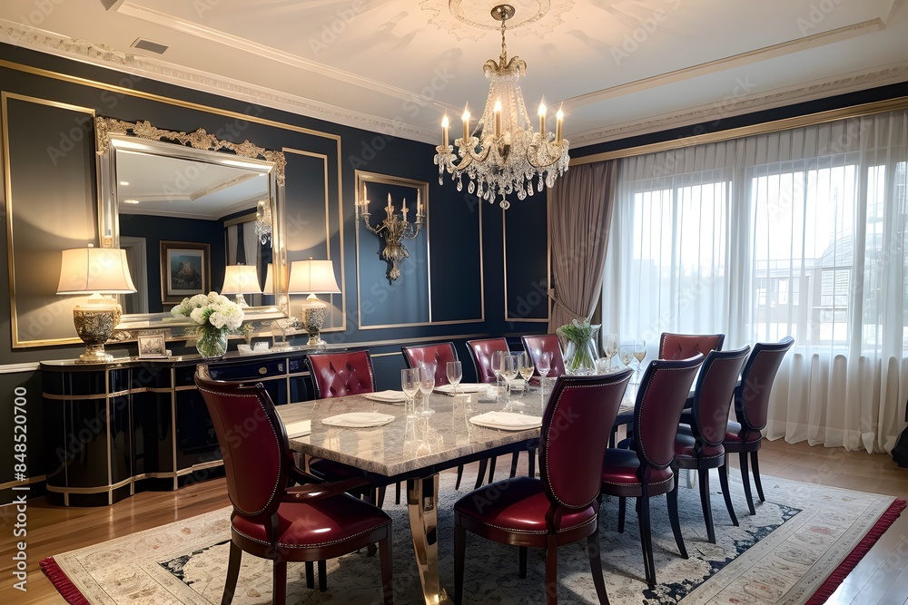 Dining room, room interior, interior design, Art Deco Dining room, room interior, interior design, Art Deco