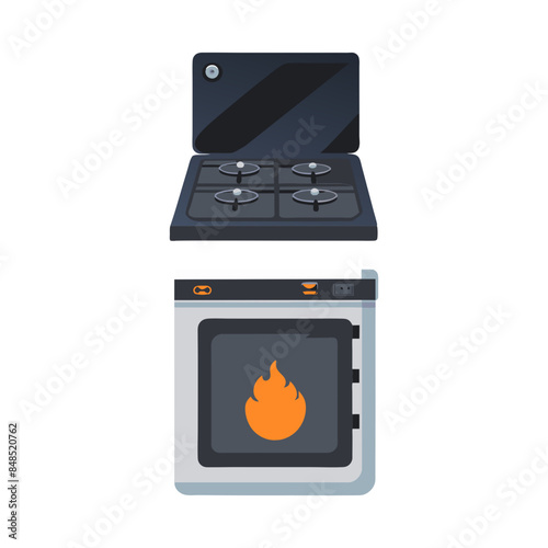 Kitchen electric stove. Kitchen gas stove