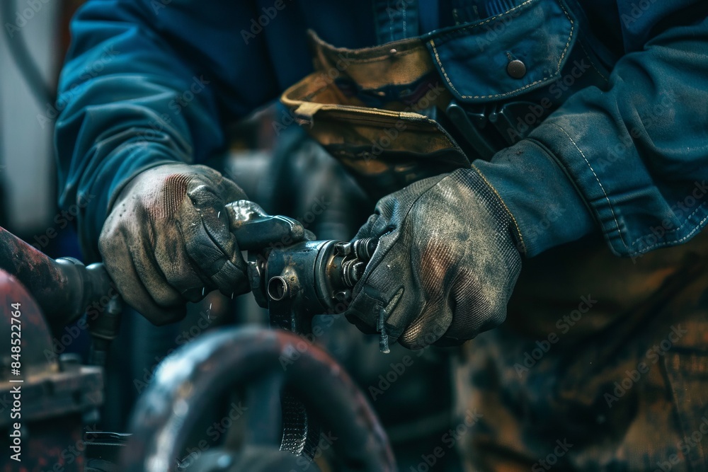Close up photo of man working with too. Close up photo of man working with too.