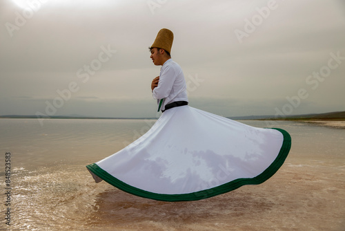 Sunset and whirling at the sea, sufi. sufi whirling (Turkish: Semazen) is a form of Sama or physically active meditation which originated among Sufis.