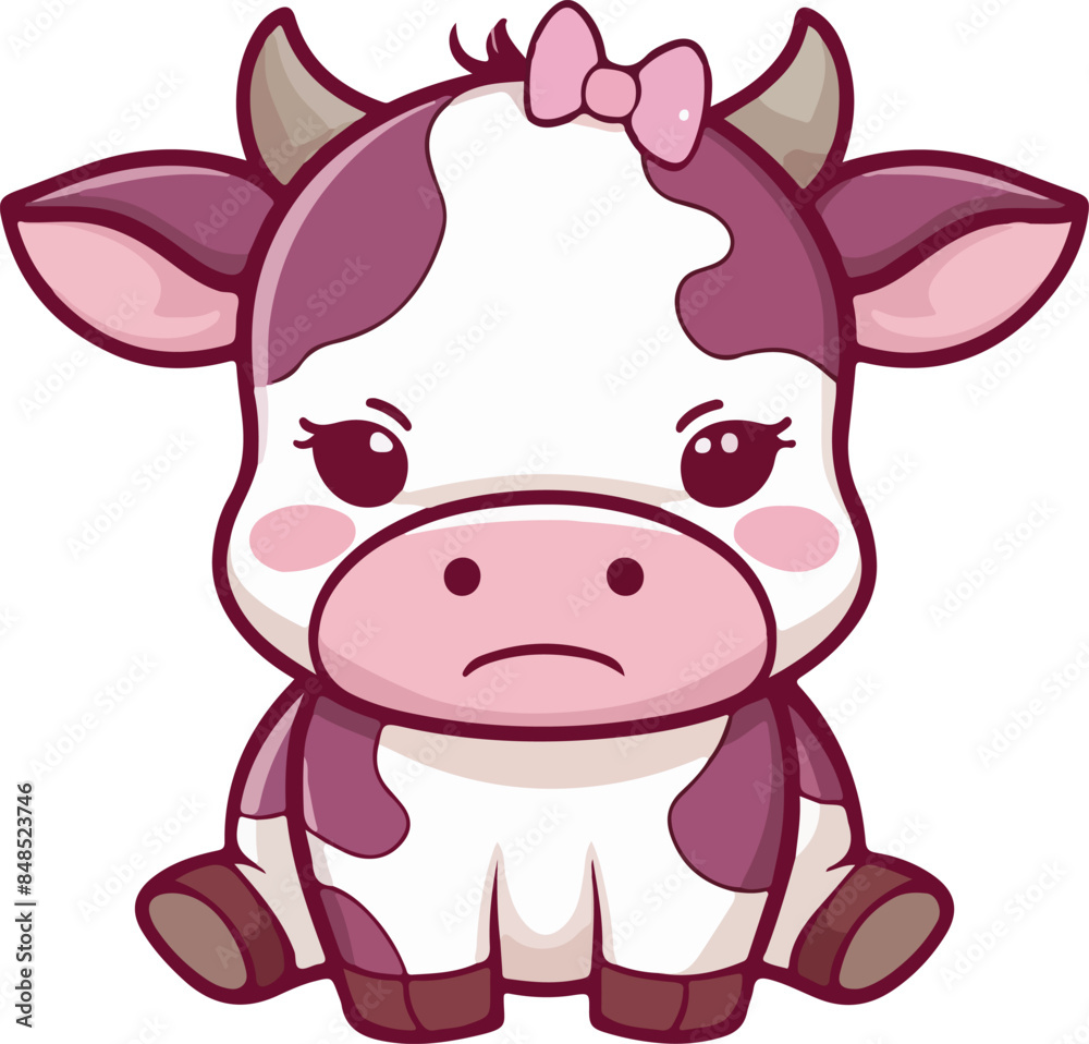  Tiny Baby Cow vector art illustration 