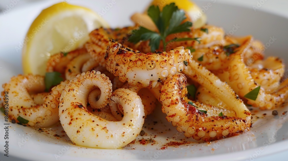 Salt and pepper squid or calamari. Generative Ai Salt and pepper squid or calamari. Generative Ai