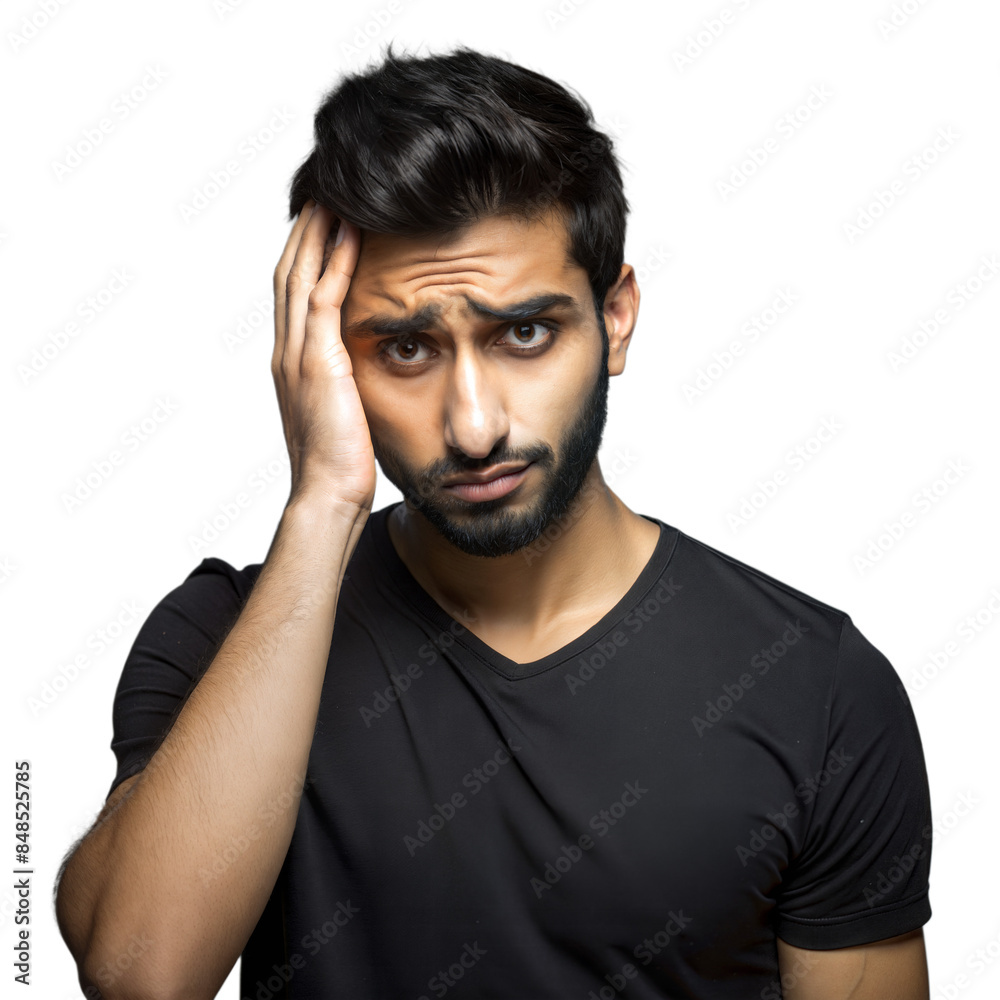 Portrait of a Young Man With a Worried Expression on Transparent Background Portrait of a Young Man With a Worried Expression on Transparent Background