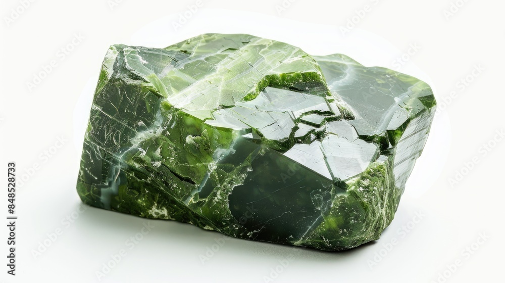 Polished nepheline mineral specimen on white background Polished nepheline mineral specimen on white background