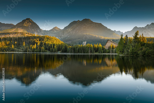 Obraz na płótnie Szczyrbskie Jezioro, Strbske Pleso, High Tatras, w salonie