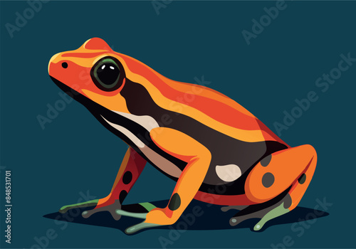 Colorful illustration of a vibrant frog on a dark background