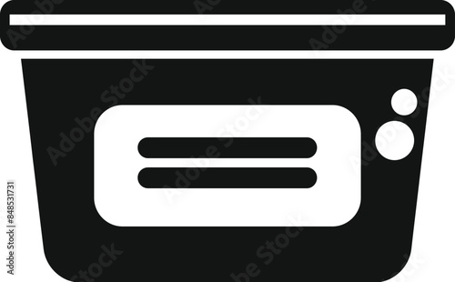 Black and white silhouette of a plastic lunchbox keeping food fresh for later