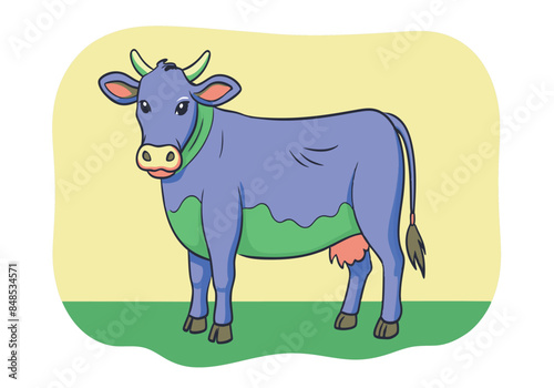 Colorful cartoon cow illustration with vibrant design