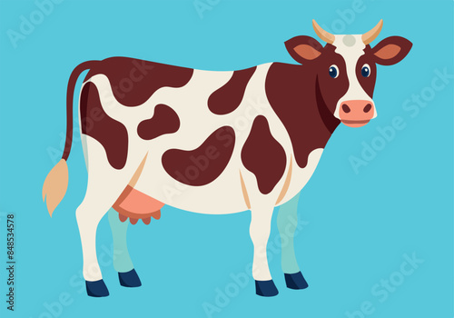 Illustration of a spotted cow on a blue background