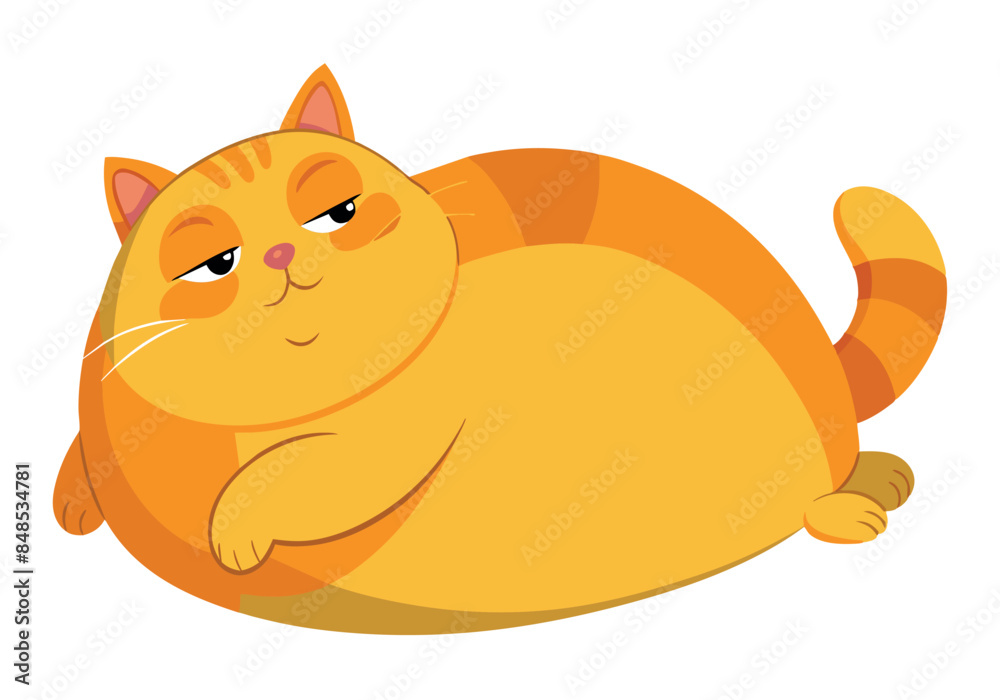 Cute cartoon fat cat illustration in a relaxed pose Cute cartoon fat cat illustration in a relaxed pose
