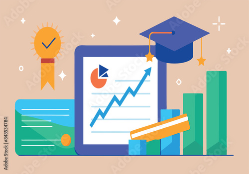 Educational success and growth with statistics and charts