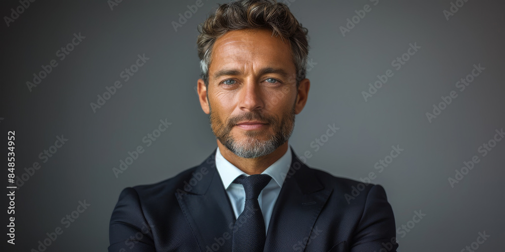Confident Businessman with Blue Eyes