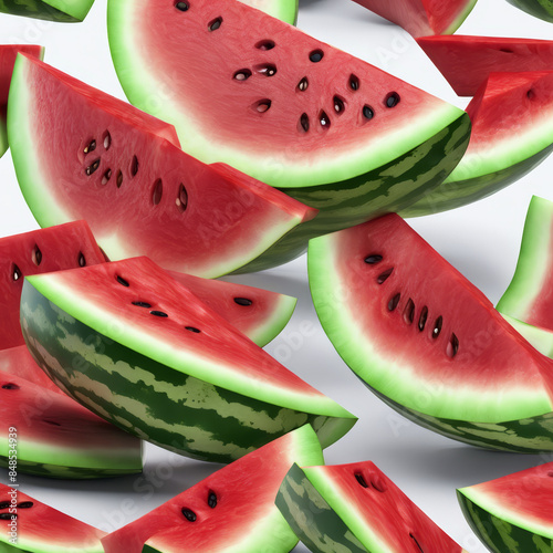 Slices of Watermelon on a White Background
