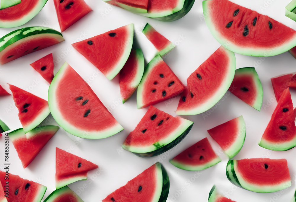Slices of Watermelon on a White Background