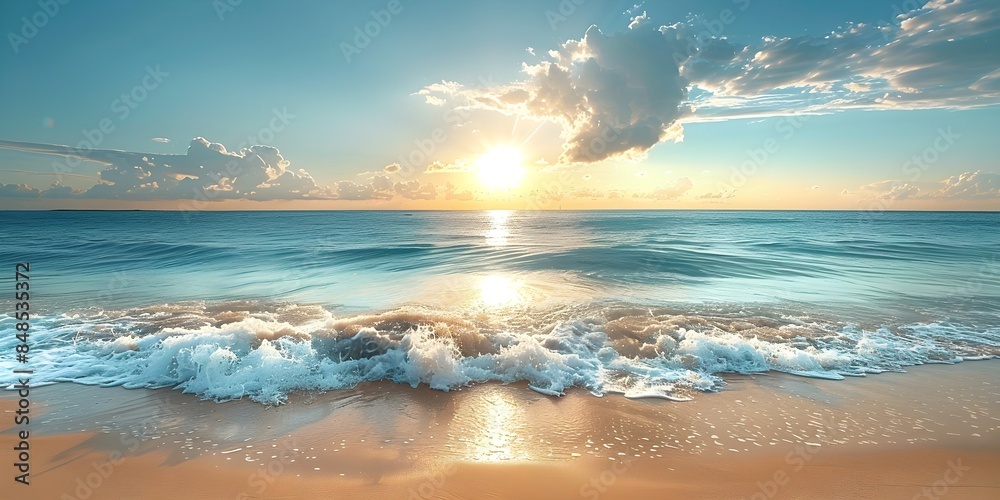 Dream Vacation Seascape. Solitude wallpaper with Heavenly Sunshine Beach Dream Vacation Seascape. Solitude wallpaper with Heavenly Sunshine Beach