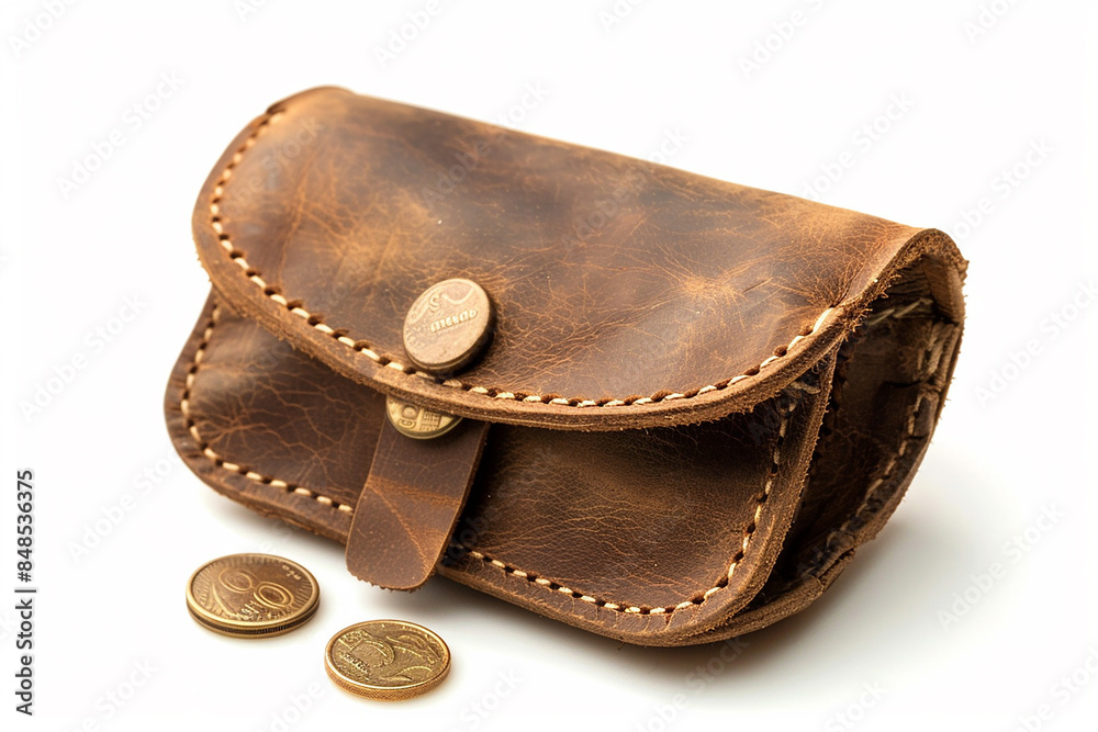 Leather Wallet with Cash and Credit Cards Isolated on White Background Leather Wallet with Cash and Credit Cards Isolated on White Background