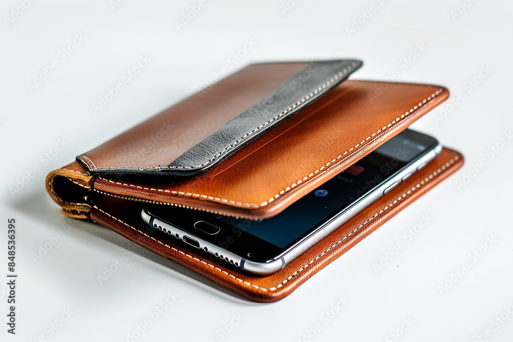 Leather Wallet with Cash and Credit Cards Isolated on White Background Leather Wallet with Cash and Credit Cards Isolated on White Background