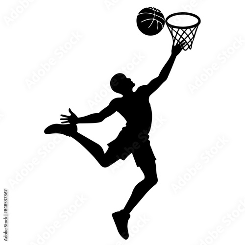 Basketball Player Dunk Silhouette Vector Illustration
