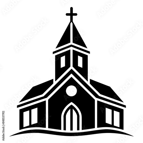One Church silhouette vector illustration
