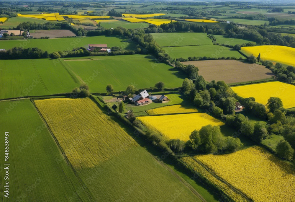 Obraz premium Drone Rural Farm Field Aerial