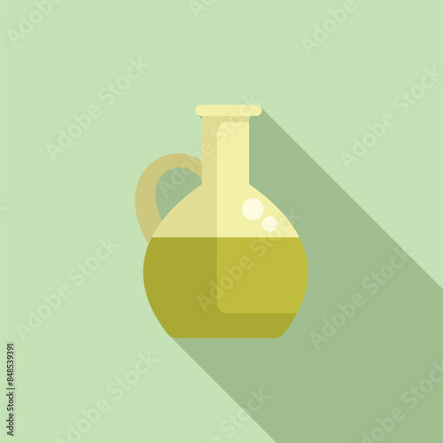 Olive oil jug containing freshly pressed olive oil, promoting healthy eating and mediterranean cuisine