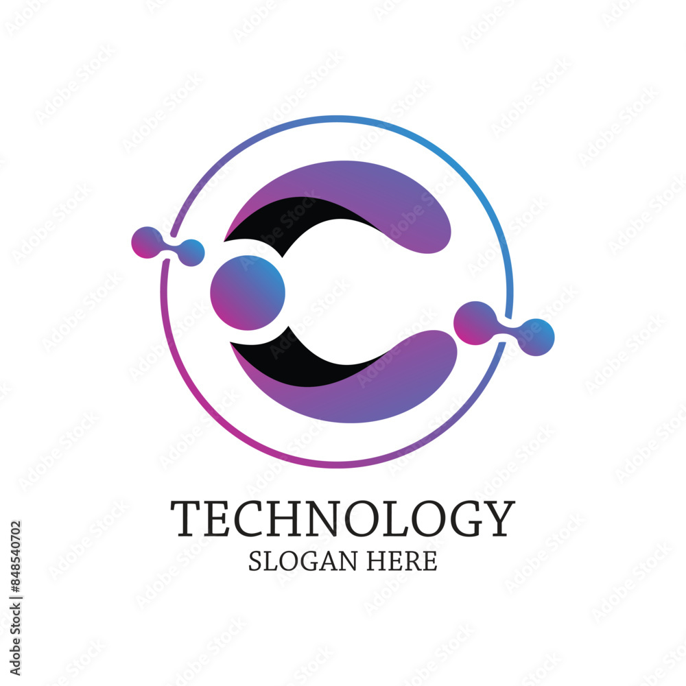 Fototapeta premium Technology logo design simple concept Premium Vector