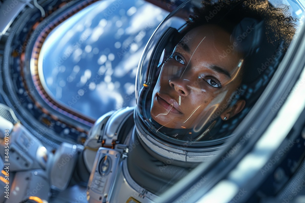 An astronaut looks out the window of the space station looking at the earth with curiosity - 10 An astronaut looks out the window of the space station looking at the earth with curiosity - 10