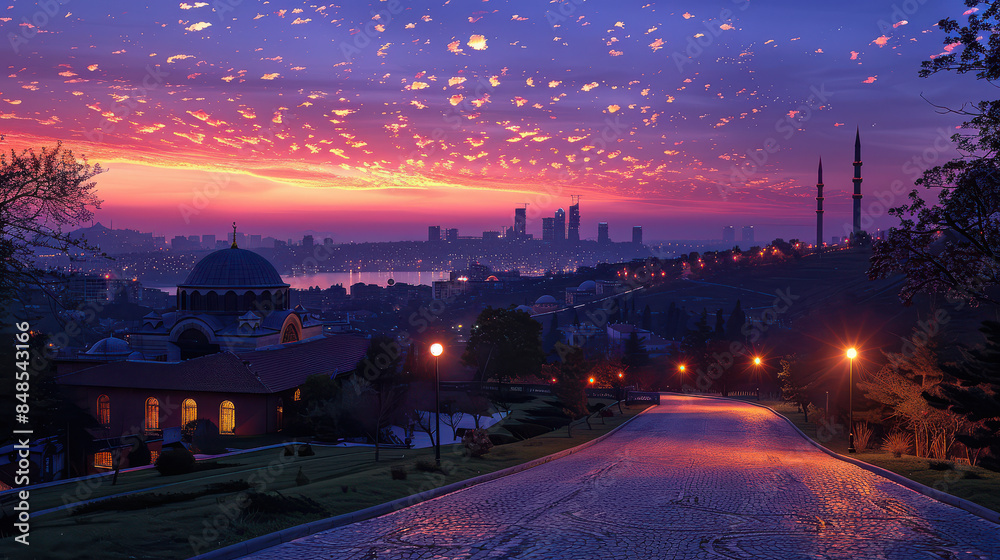 Fototapeta premium Ankara, Turkey city skyline created with Generative AI technology