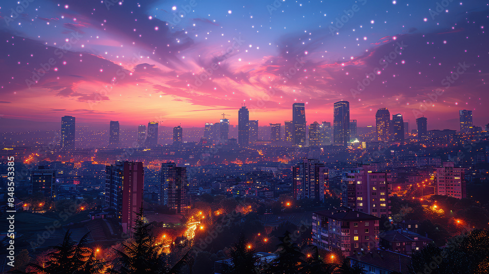 Obraz premium Ankara, Turkey city skyline created with Generative AI technology