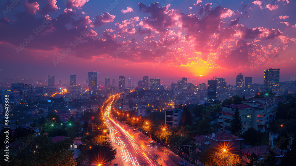 Fototapeta premium Ankara, Turkey city skyline created with Generative AI technology